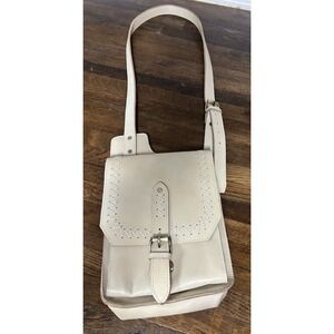 Stanley Street Cream Colored Cross Body Leather Bag Adjustable Strap
